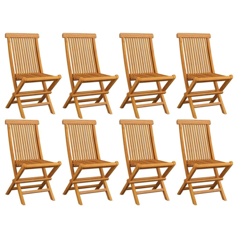 Vidaxl Skladacie záhradné stoličky 8 ks tíkový masív